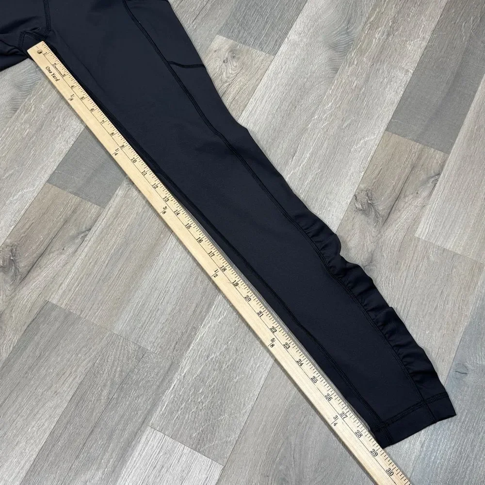 Lululemon‎ Speed Ruched Ankle Striped Waist Leggings Black White 4
